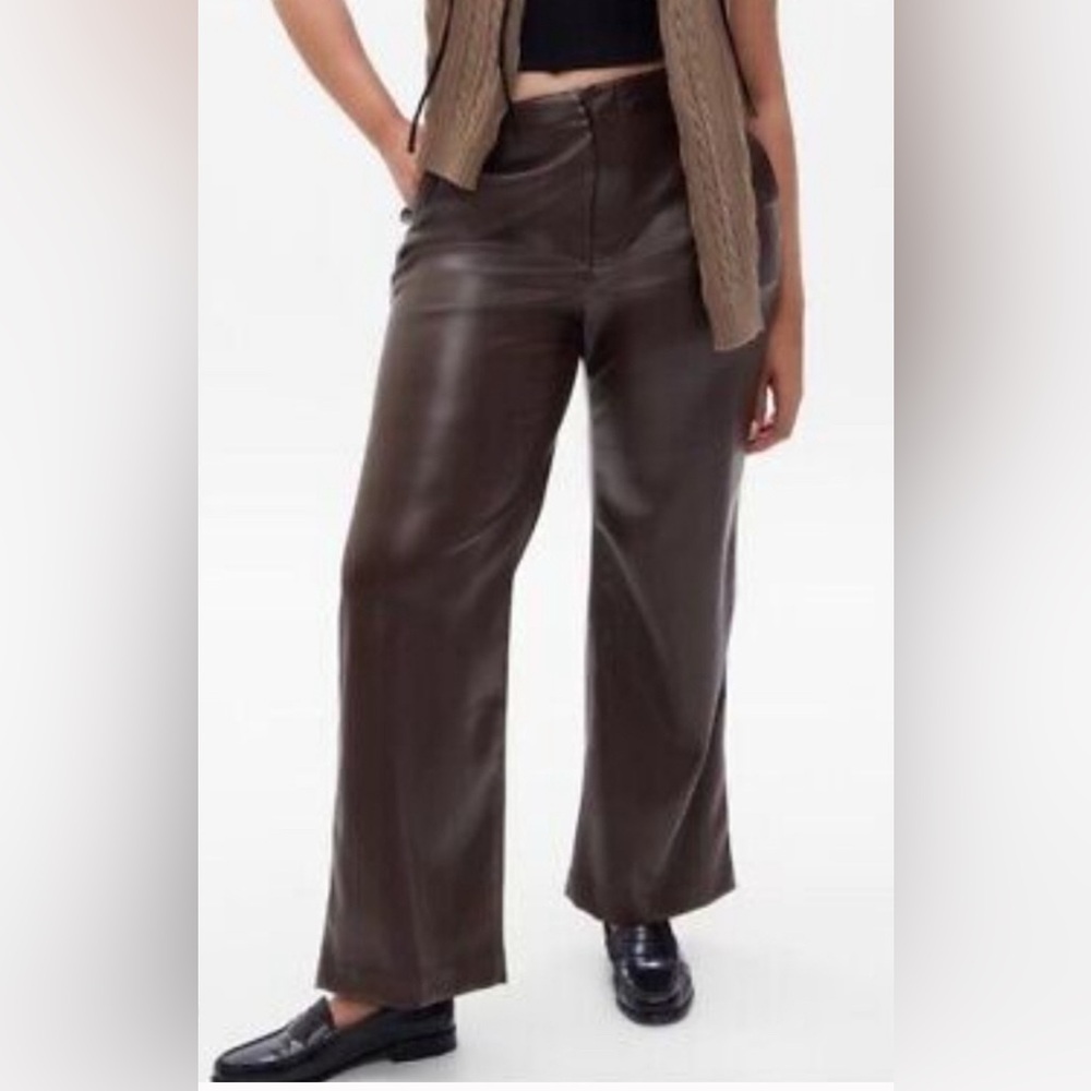 GAP Chocolate Wide-Leg faux leather Pants NWT size 20